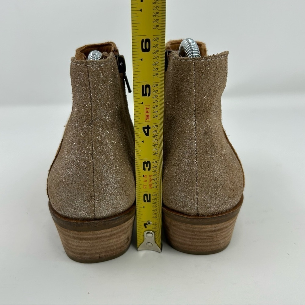 Frye & Co Caden Brown Tan and Metallic Silver Color Blocked Ankle Boots Size 7.5 - Picture 6 of 11